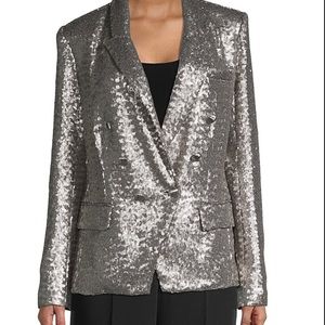 L’Agence Kenzie Silver Sequin Blazer